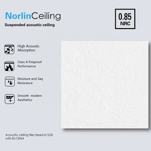 Plafond suspendu en laine de roche ignifuge A1 NRC0.85 600*600mm Densité 600*1200mm 60*120cm Grille de plafond Design acoustique - Product Image 2