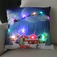Offre Spéciale LED noël Cartoon coussin père noël Elk taie d'oreiller housse de coussin souple