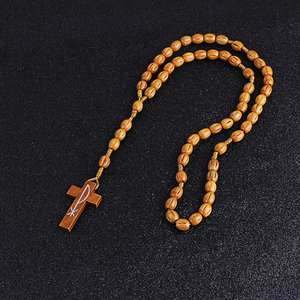 Nuovo Rosario in Legno con Croce Pendente, Collana Lunga per <span class=keywords><strong>Uomo</strong></span> e Donna, Gioiello Religioso Cattolico di Cristo e Gesù, Regalo RN-029 - Product Image 2