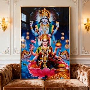 Personalizzazione all'ingrosso statua indiana islamica cornice dorata figura moderna ritratto da parete arte cristallo porcellana pittura LED - Product Image 2