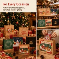 Sacs en papier kraft personnalisés avec logo imprimé, sacs de shopping en papier avec poignée, sacs cadeaux de Noël