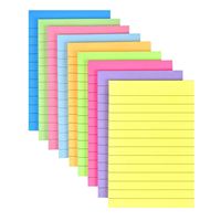 Blocs-notes autocollants lignés grand format 4x6 pouces, 9 couleurs vives, pour le bureau et l'école