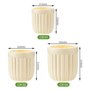 Macetas de Plástico con Aspecto de Cemento para Árboles Artificiales Grandes y Flores Artificiales de Gran Calibre JQ, Macetas Decorativas, Macetas de Piso, Forma de Huevo - Product Image 4