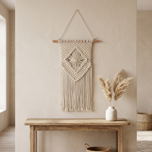Tapiz de Macramé Bohemio para Pared, de Cordón de Algodón Lavable, con Tema Natural, Rectangular, para Decoración de Sala de Estar - Product Image 2