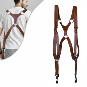 Sangles de harnais pour appareil photo en cuir PU, style vintage et artistique, double épaule, pour accessoires de photographie SLR - Product Image 1