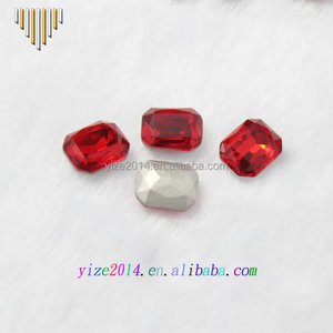 YIZE เครื่องประดับใช้หินแก้วทับทิมสีแดง K9ลูกปัดแก้วคริสตัลพลอยเทียมทรงสี่เหลี่ยมด้านหลังทำจากแก้วคริสตัลพลอยเทียม - Product Image 5