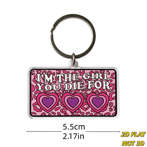Portachiavi 'I'm the Girl You Die for' con Stampa Leopardata Rosa e Cuori Viola, Accessorio con Frase Audace e Sgargiante <span class=keywords><strong>per</strong></span> Borse, Chiavi, Zaini - Product Image 2
