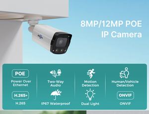 Caméra <span class=keywords><strong>IP</strong></span> de sécurité <span class=keywords><strong>Hiseeu</strong></span> AI 8MP, caméra bullet 12MP, détection humaine, vision nocturne couleur, étanche IP67 pour CMOS Cloud - Product Image 3