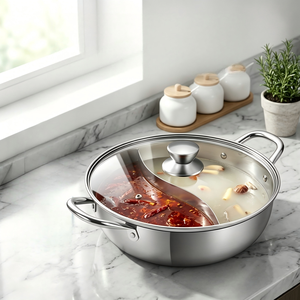 Olla <span class=keywords><strong>de</strong></span> Acero Inoxidable FLEY 304 <span class=keywords><strong>para</strong></span> Comida China con <span class=keywords><strong>Tapa</strong></span> <span class=keywords><strong>de</strong></span> Vidrio, Olla <span class=keywords><strong>de</strong></span> Dos Compartimentos con Doble Sabor <span class=keywords><strong>para</strong></span> el Hogar y Restaurantes - Product Image 1