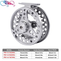 Vente en gros 3/4 5/6 7/8 WT Roue de pêche à la mouche en aluminium Moulinet de pêche à la mouche CNC Machine Cut Large Arbor Die Casting
