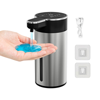 Distributeur automatique de savon commercial en acier inoxydable, 4 vitesses réglables, affichage LED, 400 ml, pour hôtel, toilettes, salle de bain