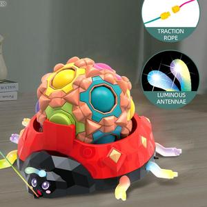 Hand <span class=keywords><strong>massage</strong></span> gerät Zappeln Spielzeug 2 in 1 Blinklicht Marienkäfer Roller Relax Therapie Fingers pitze Dekompression Regenbogen Ball Spielzeug - Product Image 2