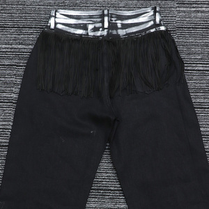 Jean droit noir foncé personnalisé style streetwear audacieux et avant-gardiste avec panneau de taille recouvert de feuille d'argent - Product Image 3