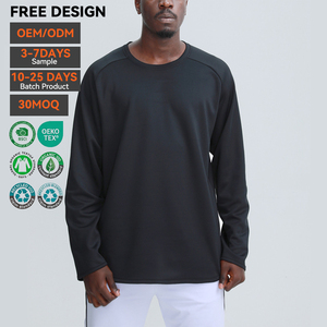 Camiseta Deportiva de Manga Larga, Tejida a Medida, Ecológica, de Secado Rápido, Transpirable, Cuello Redondo, para Gimnasio, Entrenamiento, Talla Grande - Product Image 1