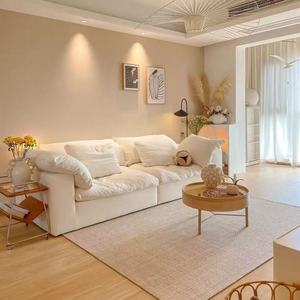 <span class=keywords><strong>Canapé</strong></span> d'angle moderne trois places en <span class=keywords><strong>tissu</strong></span> coton-lin, pliable, durable, entièrement lavable, style crème pour petit appartement, salon - Product Image 6