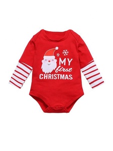 Ensemble Vêtements pour Bébé <span class=keywords><strong>Mon</strong></span> <span class=keywords><strong>1er</strong></span> <span class=keywords><strong>Noël</strong></span> 3 Pièces Tenue à Rayures Adorable Barboteuse Tricotée avec Pantalon et Bonnet Automne Hiver - Product Image 3