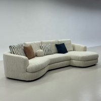Canapé sectionnel moderne incurvé avec chaise longue |   Ensemble de canapés de salon en tissu luxueux