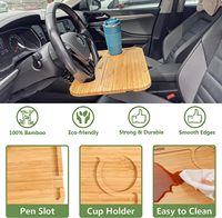 Plateau de volant Double face bambou voiture ordinateur portable volant bureau multifonctionnel voiture plateaux alimentaires Table de voiture