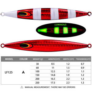 Leurre métallique de haute qualité pour eau salée, 30g-250g, avec éléments lumineux, pour la pêche au jigging à lancer lent en bateau en mer - Product Image 3