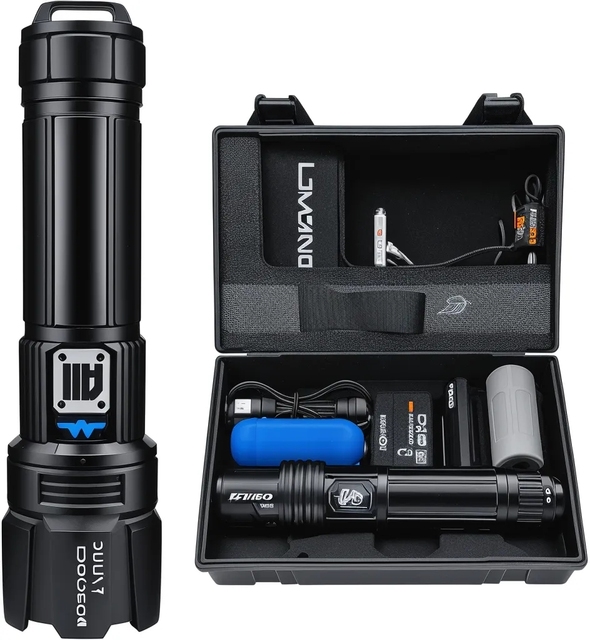 Free Custom Logo Chargeable Zoomable Lep Flashlight Laser Led Flashlights Torches 100000 Lumens Luminens with Cob Work Light