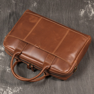 Sac messager en cuir véritable avec logo en relief pour homme, sacoche bandoulière, sac à main, sacoche d'ordinateur portable pour le travail et les affaires - Product Image 3