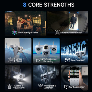 กล้องนิรภัย4หน้าจอ Wi-Fi 12MP สำหรับ O-KAM <span class=keywords><strong>Pro</strong></span> Ai การติดตามการเคลื่อนไหววิสัยทัศน์กลางคืน IP66 PTZ กล้อง CCTV CS623FR - Product Image 3