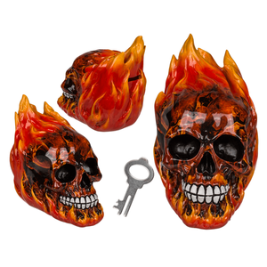 Caja de ahorros con cerradura, Calavera con hojas, - Product Image 1