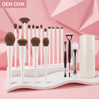 Juego de Brochas de Maquillaje de Rostro Completo con Mango de Madera y Pelo Sintético, Personalizable con Logotipo, Venta al por Mayor, Disponible con Bolsa y Esponja de Maquillaje
