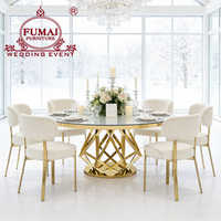 Table de présentation de salle à manger d'hôtel moderne de luxe avec verre trempé et cadre en acier inoxydable Table ronde de centre haut de gamme
