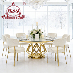 Mesa de Comedor Moderna de Lujo para Hotel con Vidrio Templado y Estructura de Acero Inoxidable, Mesa Redonda de Centro de Alta Gama - Product Image 5