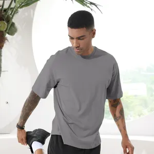 Best wholesale custom 270g drop shoulder oversize cheap knitted cotton t shirts sports t shirt for men t shirts