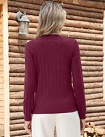 Pull-over décontracté en polyester tricoté pour femme, col en V, manches longues, couleur unie, collection automne 2026 (personnalisable)