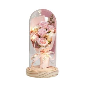 Lámpara de Flores con Cubierta de Cristal, Ramo de Flores Preservadas, Gypsophila, Clavel, Regalo para el Día del Maestro, San Valentín - Product Image 5
