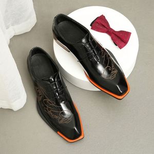 Elegant Derby Square Toe Dress <b>Shoes</b>-Handcrafted Leather Men's Lace-Up Closure <b>Height</b> <b>Increasing</b> Breathable Anti-Slip for Suits - Product Image 5