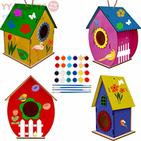Puzzle de peinture maison d'oiseaux en bois DIY, jouets en bois non finis à construire et peindre pour activités artistiques DIY, activités de classe en plein air pour enfants