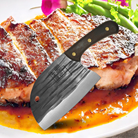 Couteau à découper Chef Star avec logo personnalisé Lame en acier inoxydable et au carbone Côtelettes d'os tranchantes Bois gravé au laser pour trancher les tomates