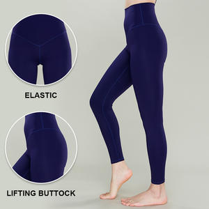 कस्टम लोगो ठोस उच्च कमर वाले योग लेगिंग को स्क्रैच बट खेल प्रशिक्षण जिम योग पैंट महिला स्लिम पैंट - Product Image 3