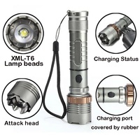 Lampe torche tactique LED puissante QXMOVING avec zoom, étanche, logo personnalisé, pour les situations d'urgence et la défense personnelle