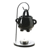 Vente en gros Halloween Brûleur de cire en céramique noir blanc pour aromathérapie Brûleur à huile de chaudron suspendu Parfum de bois de santal Décoration intérieure