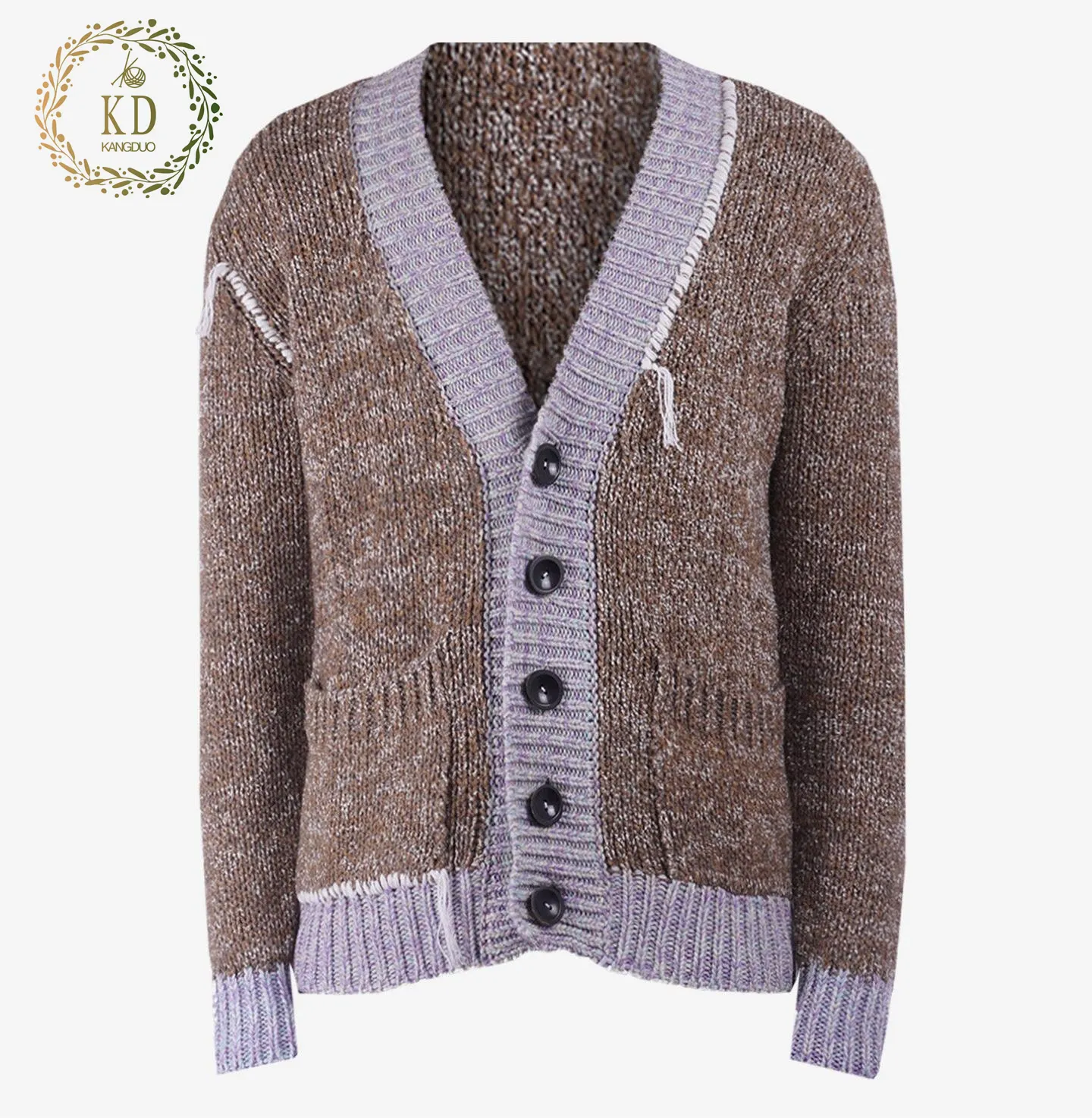 KD Logo personalizzato maglione lavorato a maglia produttore Designer Vintage bottoni tasche classico ricamo a coste in lana Cardigan da uomo
