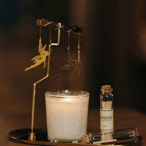 Support de bougie rotatif avec décorations féériques, plateau de carrousel à bougies, ensemble pour décoration de table de dîner romantique, cadeau - Product Image 1