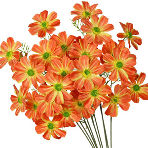 Arrangements floraux de roses et de lys artificiels aux tons orange, nuances d'automne mandarine pour mariages en extérieur et décoration intérieure - Tissu en soie - Product Image 3