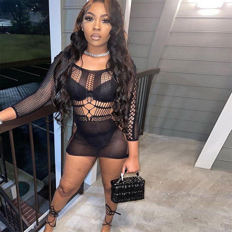 Best Selling Sexy Mini Dress Transparent Hot Wholesale Custom