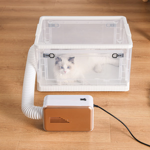 Boîte de séchage pour animaux de compagnie, boîte de séchage transparente avec roue anti-bruit pour chat, boîte de bain et de séchage pour chiens à domicile - Product Image 1