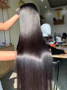 Perruques synthétiques extra longues en gros pour femmes noires, 28 pouces, 265g, couleur 13*6, perruque Lace Front noire, lisses et soyeuses - Product Image 4
