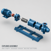 Pompa Air Multistage Horizontal TSWA Pompa Sentrifugal 1.5-191 CBM/H Head 17-247 Meter untuk Air Proses Kimia