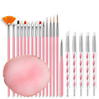 Kit de 20 pinceaux pour nail art, 2 ensembles avec palette en résine, stylo à pois, pinces, strass, outils de peinture de lignes, outils de manucure DIY, vente en gros