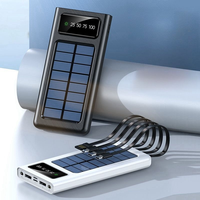 Cargador Solar Portátil con Logotipo Personalizado, Doble Puerto USB, Entrada Dual, Batería de Litio-Polímero Integrada, 4 Cables, Banco de Energía Solar de 10000 mAh