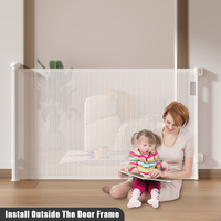 Barrière de sécurité rétractable extra large en plastique pour bébé, ensemble 130 cm x 87,5 cm de hauteur, maille à grandes ouvertures pour portes, escaliers, usage intérieur/extérieur