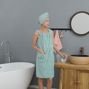 Accappatoio con Cinturino per Spalle in Microfibra Morbida, Sexy Gonna da Bagno per Donne con Asciugamano per Capelli, Vestito da Bagno per Ragazze - Product Image 3